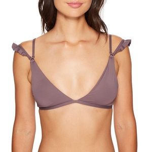 Lspace kingsley ruffle bikini top sz M pebble